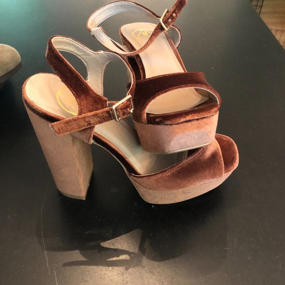 Copper Faux-velvet Heels - Picture 2 of 2